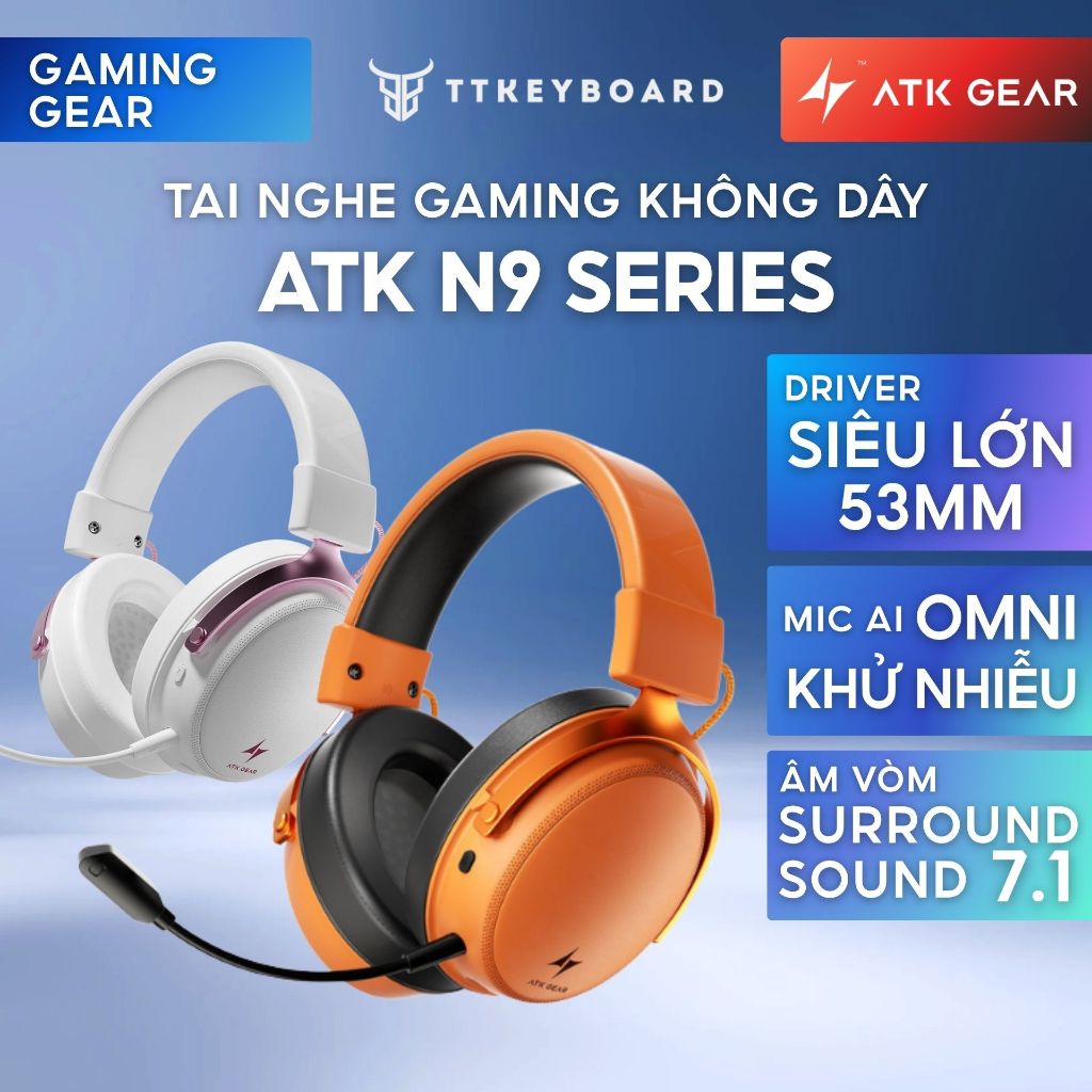 Tai Nghe Gaming Không Dây ATK N9 Phiên Bản Nâng Cấp Mercury M1 Âm Thanh Vòm 7.1 Esport