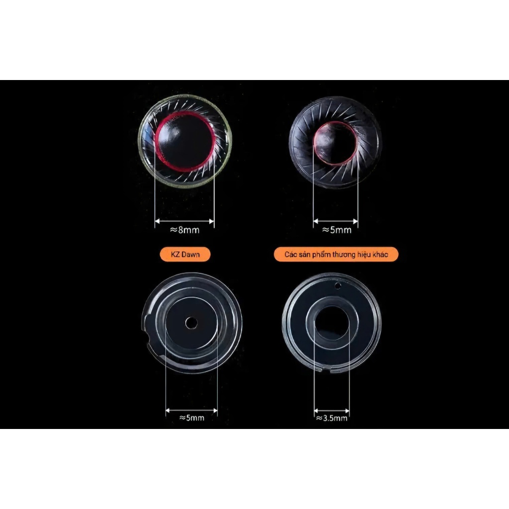 Tai Nghe IEM Có Dây KZ Dawn Trong Suốt Màng Loa Dynamic 10mm, Nam Châm NeoMidium