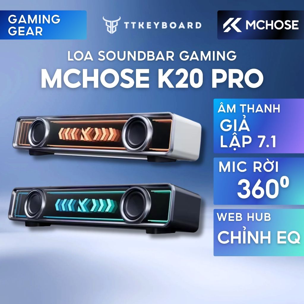 Loa Audio Soundbar Esport Gaming MCHOSE K20 ÂM Vòm 7.1Có Bluetooth Míc Thoại AI Chống Ồn