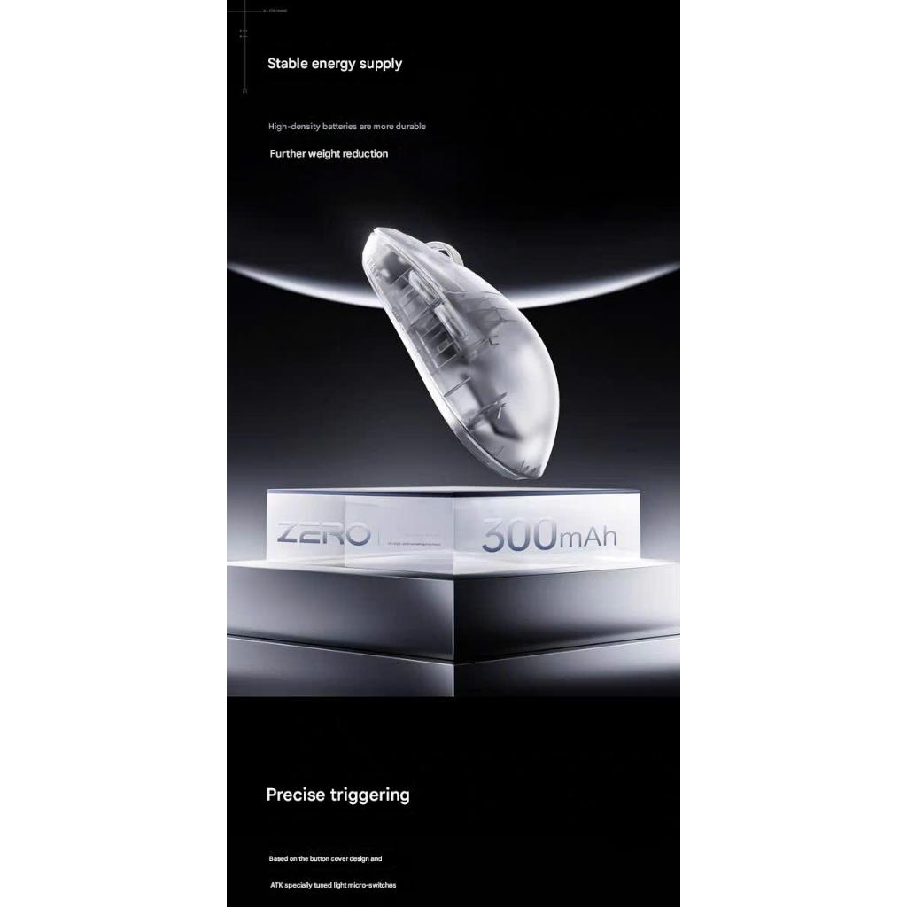 Chuột ATK Zero Gaming Không Dây Paw3950 Ultra MCU Nordic Trong Suốt Dual 8K Siêu Nhẹ 39G