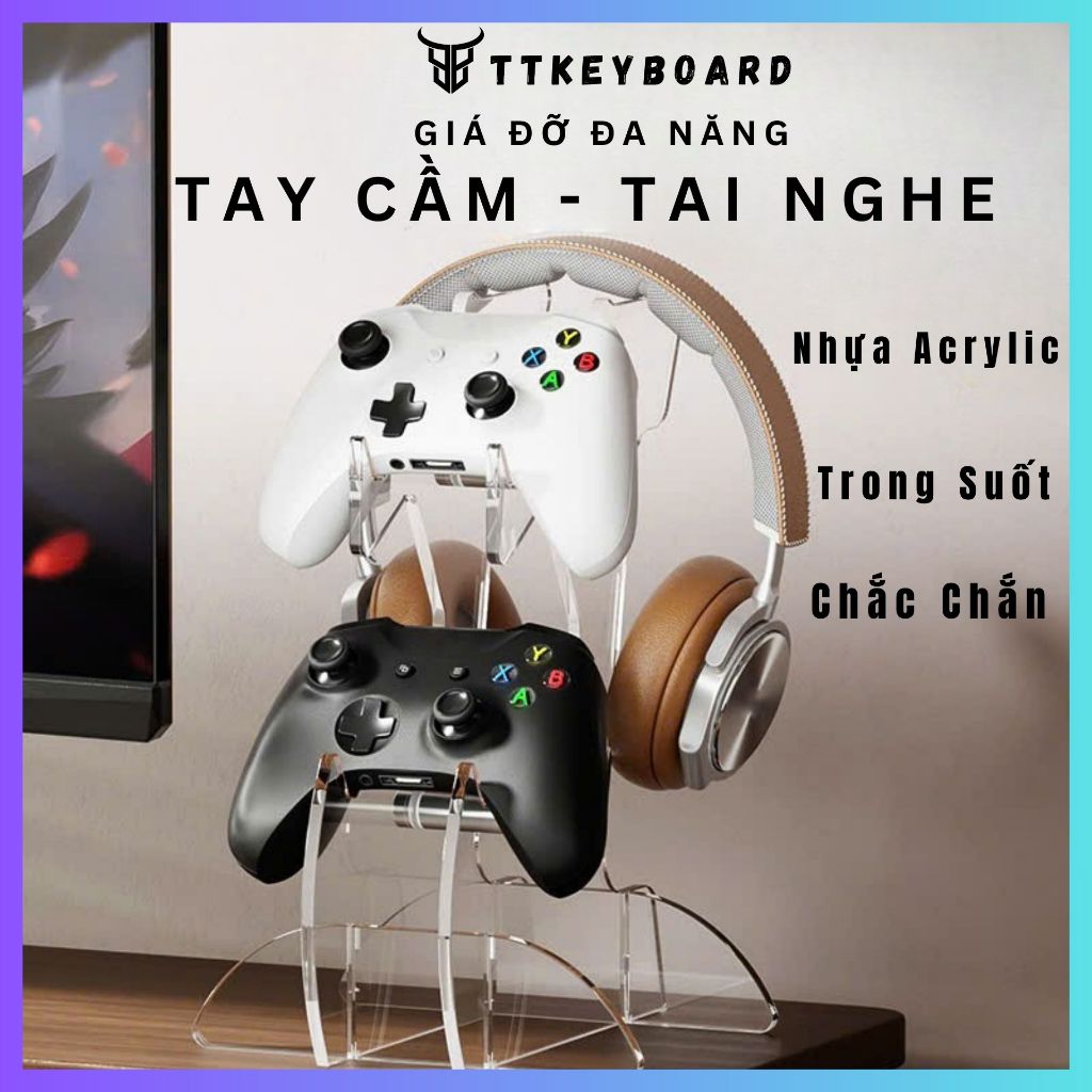 Giá Đỡ Tai Nghe, Tay Cầm Chơi Game PS4 PS5 XBOX Nhiều Tầng | Giá Đỡ Đa Năng Nhiều Thiết Bị | Trong Suốt