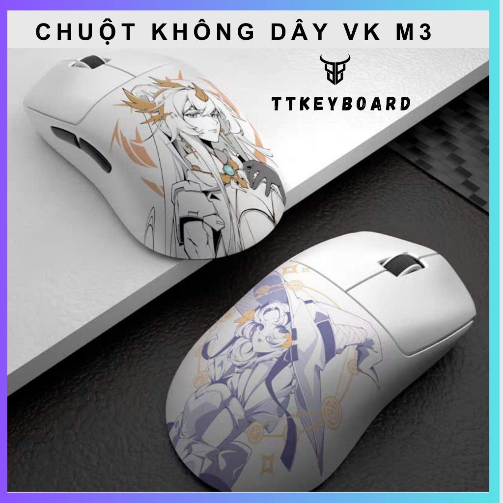 Chuột Gaming Không Dây Valkyrie VK M3 Lite49g PAW3311 DPI 24000 Pin 600mAh