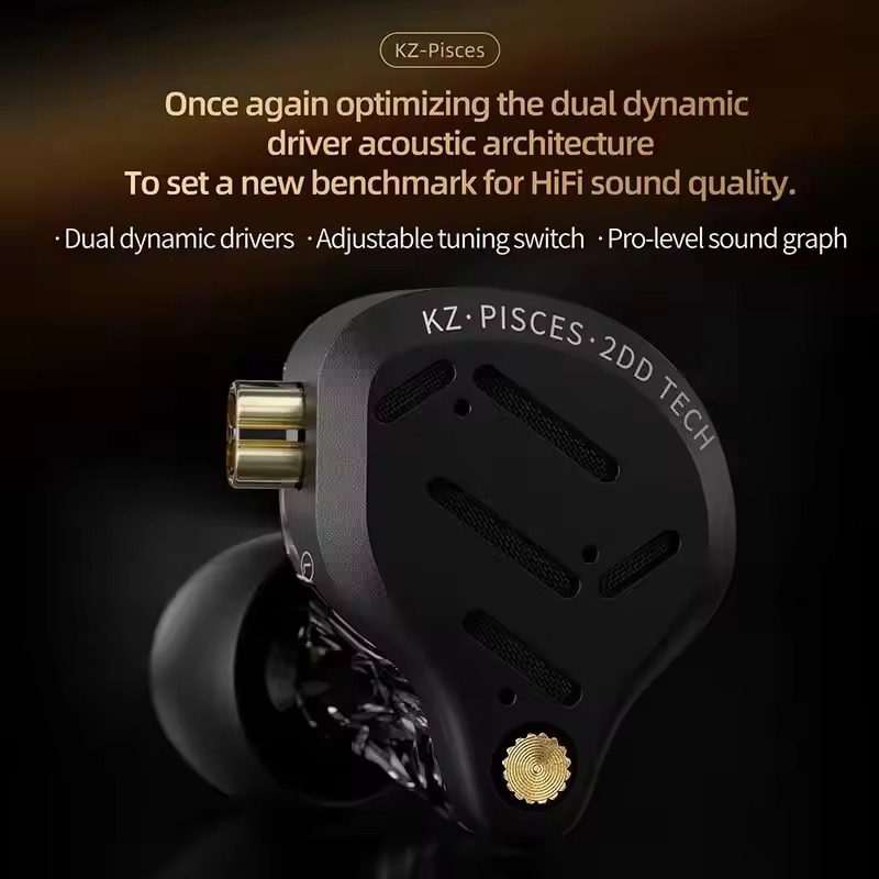 Tai Nghe Nhét Tai KZ Pisces HIFI Dual Driver Dynamic Tùy Chỉnh Âm Thanh Có Mic