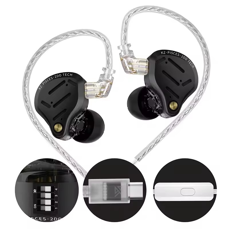 Tai Nghe Nhét Tai KZ Pisces HIFI Dual Driver Dynamic Tùy Chỉnh Âm Thanh Có Mic