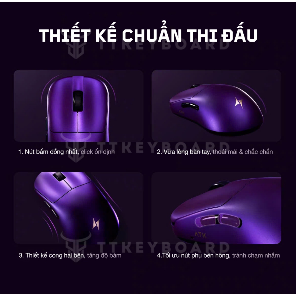 Chuột Không Dây ATK DuckBill Ultra PAW3950Ultra Polling Rate 8K, Nordic 54H20