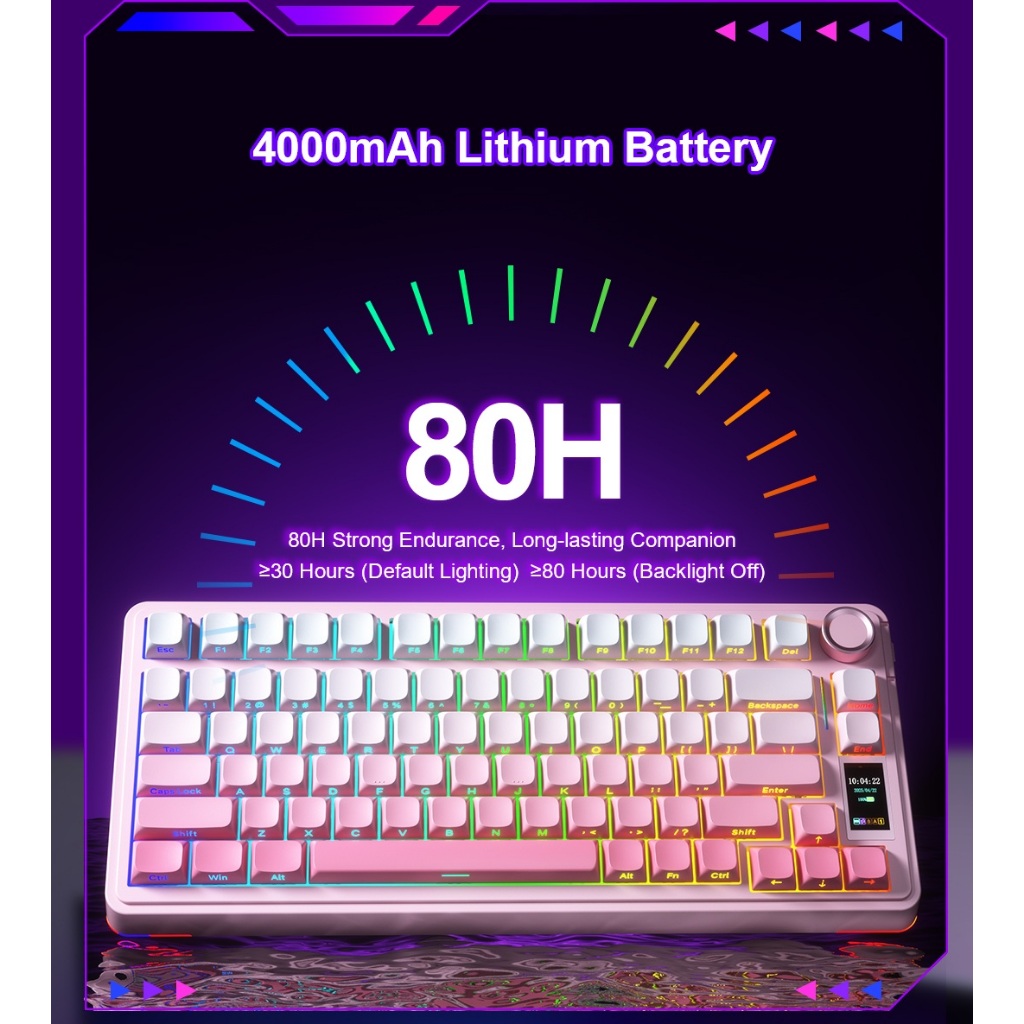 Bàn Phím Cơ Không Dây Aula S75 Pro - Có Màn Led Tùy Chỉnh - Led RGB Xuôi - 3 Mode Kết Nối Tiện Lợi