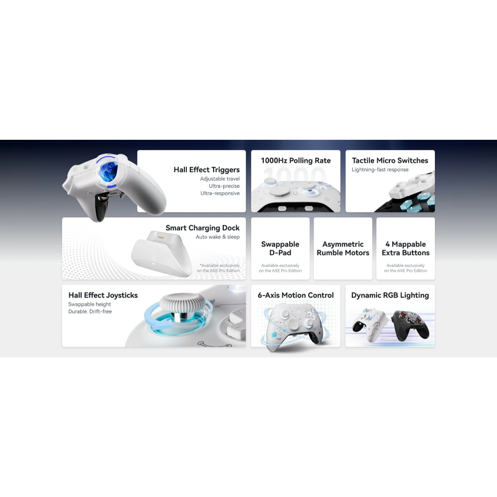 Tay Cầm chơi game Không Dây ATK AXE Series | Hall Joystick | XBOX Trigger | Dock Sạc | 3 Mode