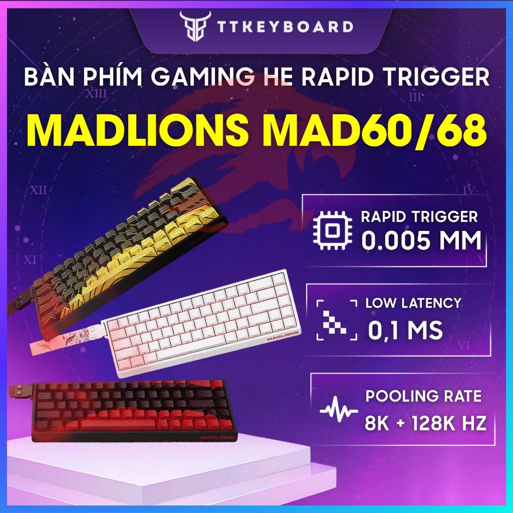 Bàn Phím Cơ Gaming Mad60 Mad68 He Rapid Trigger 1000/8000hz Trục Từ