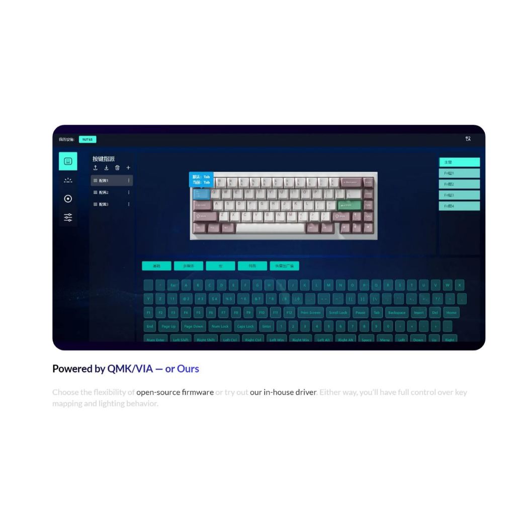 Bàn Phím Cơ Nut65 3 Modes, Nhôm Cnc, Mạch Xuôi Led Rgb Hotswap Ball Catch