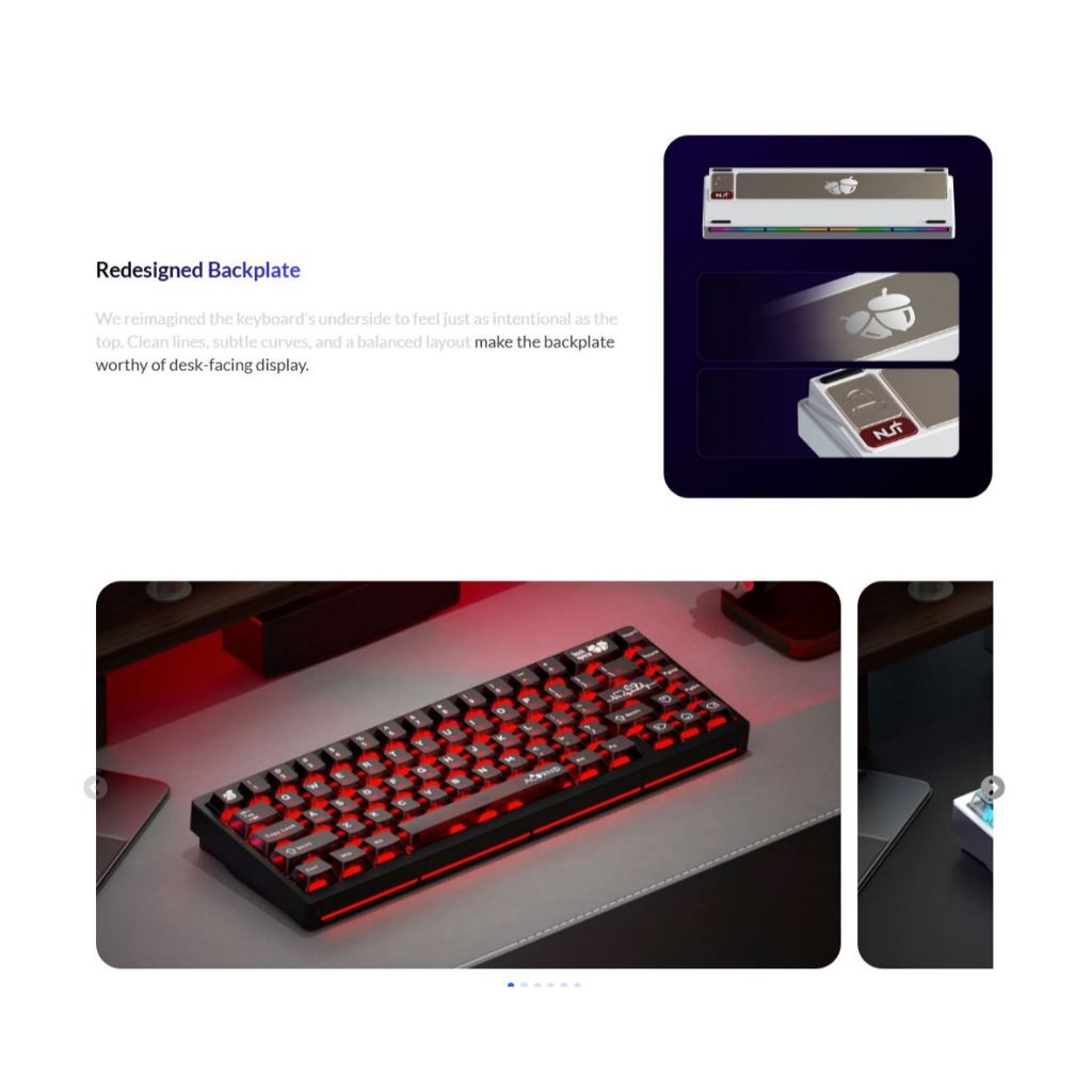 Bàn Phím Cơ Nut65 3 Modes, Nhôm Cnc, Mạch Xuôi Led Rgb Hotswap Ball Catch