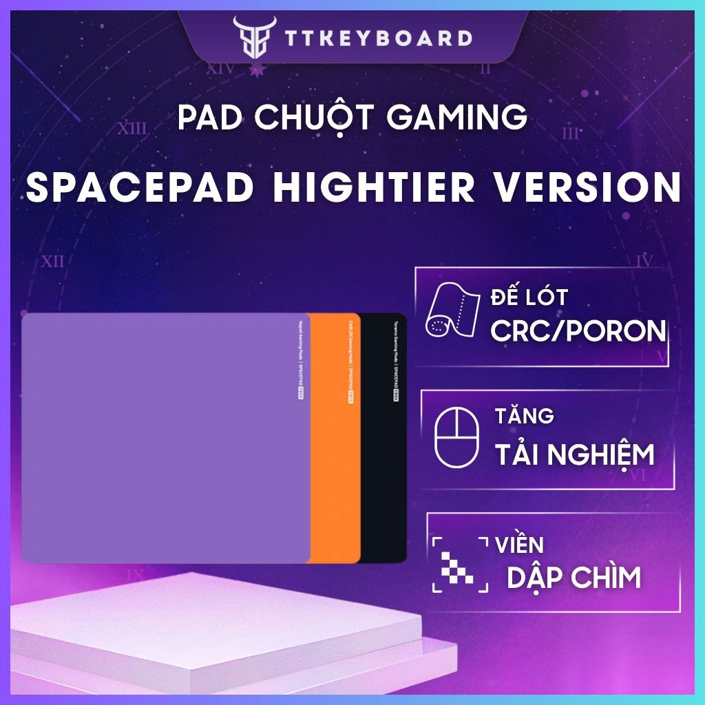 Pad Chuột Gaming Spacepad Hightier Version Tùy Chọn Đế PORON Hoặc SCR Bề Mặt Control