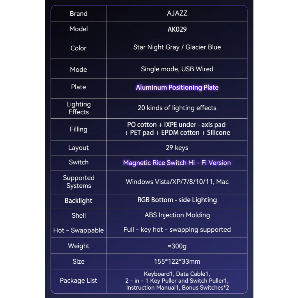 Bàn Phím Cơ Gaming AJAZZ AK029, Bàn Phím HE RapidTrigger One Hand Chuẩn Esport