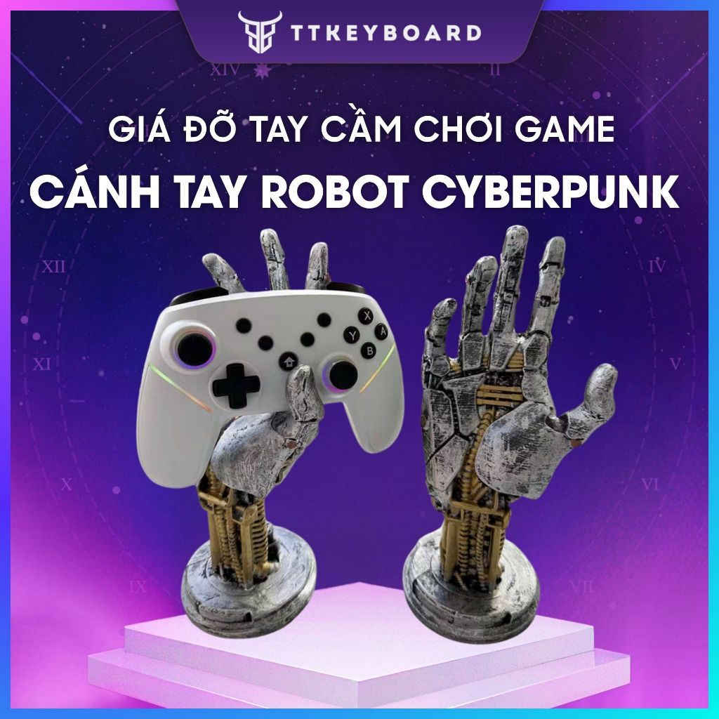 Giá Đỡ Tai Nghe Và Tay Cầm Chơi Game Hình Cánh Tay Robot Phong Cách Cyberpunk
