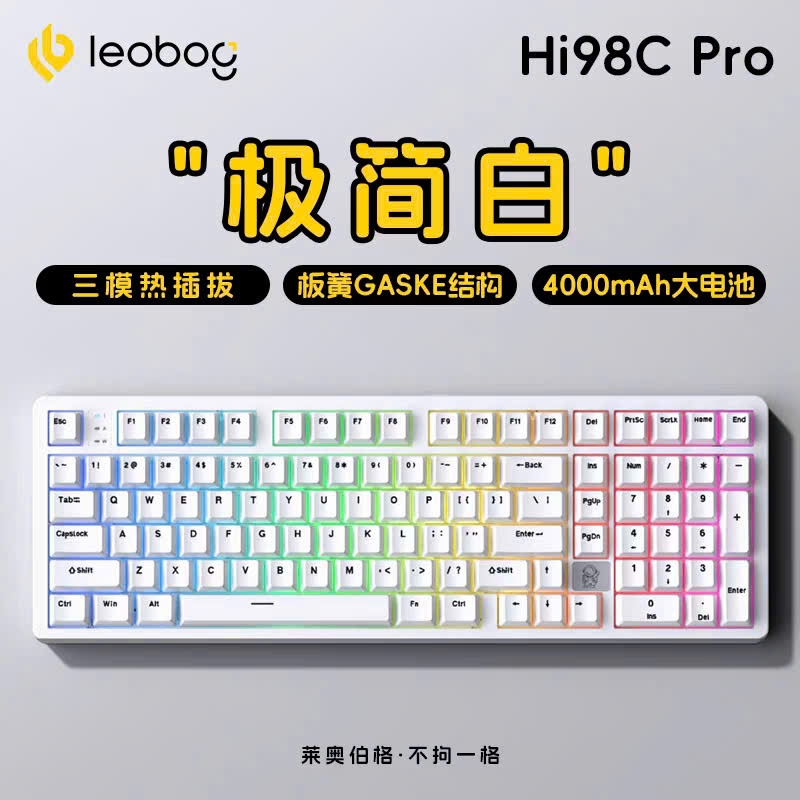 Bàn Phím Cơ Custom Không Dây Leobog Hi98C Pro, Nhôm CNC 3 Mode, Mạch Xuôi, Led RGB, Phím Cơ Hotswap