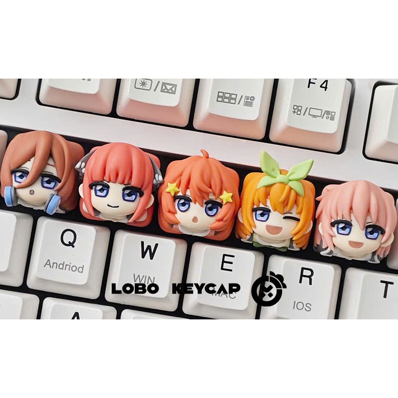 Keycap Artisan Lobo 5 Toubun 5 Nàng Dâu Resin 1u Nhiều Nhân Vật Trang Trí Bàn Phím Cơ