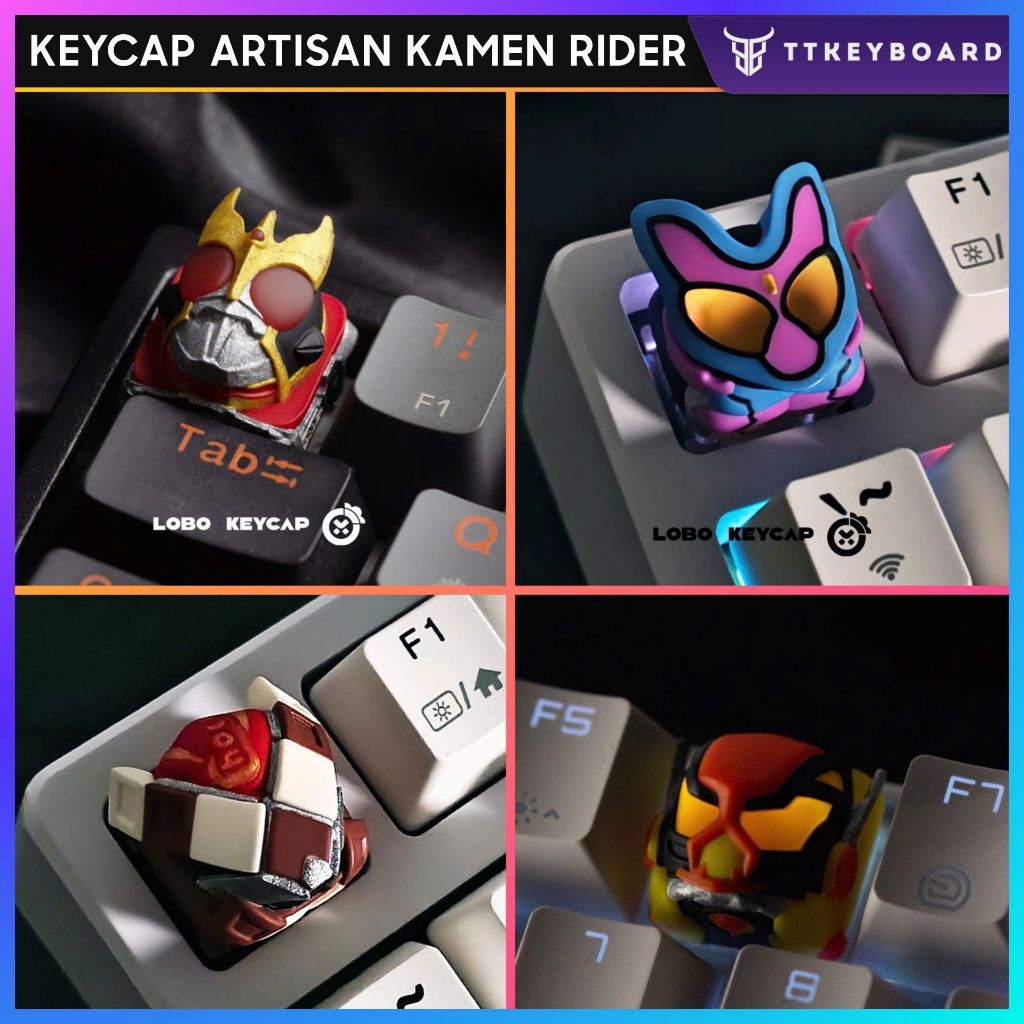 Keycap Artisan Lobo Kamen Rider Resin 1u Nhiều Nhân Vật Trang Trí Bàn Phím Cơ