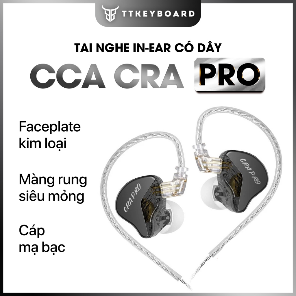Tai Nghe CCA CRA Pro Tai nghe nhét tai có dây HiFi giảm tiếng ồn cho thể thao và chơi game