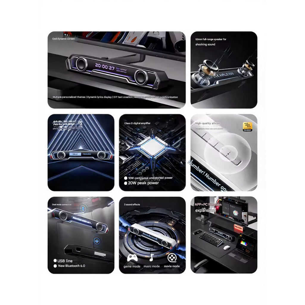 Loa Soundbar Audio Edifier Halo Pixel Bar Công Xuất 20W Có Bluetooth Màn Hình Pixe Có Mic