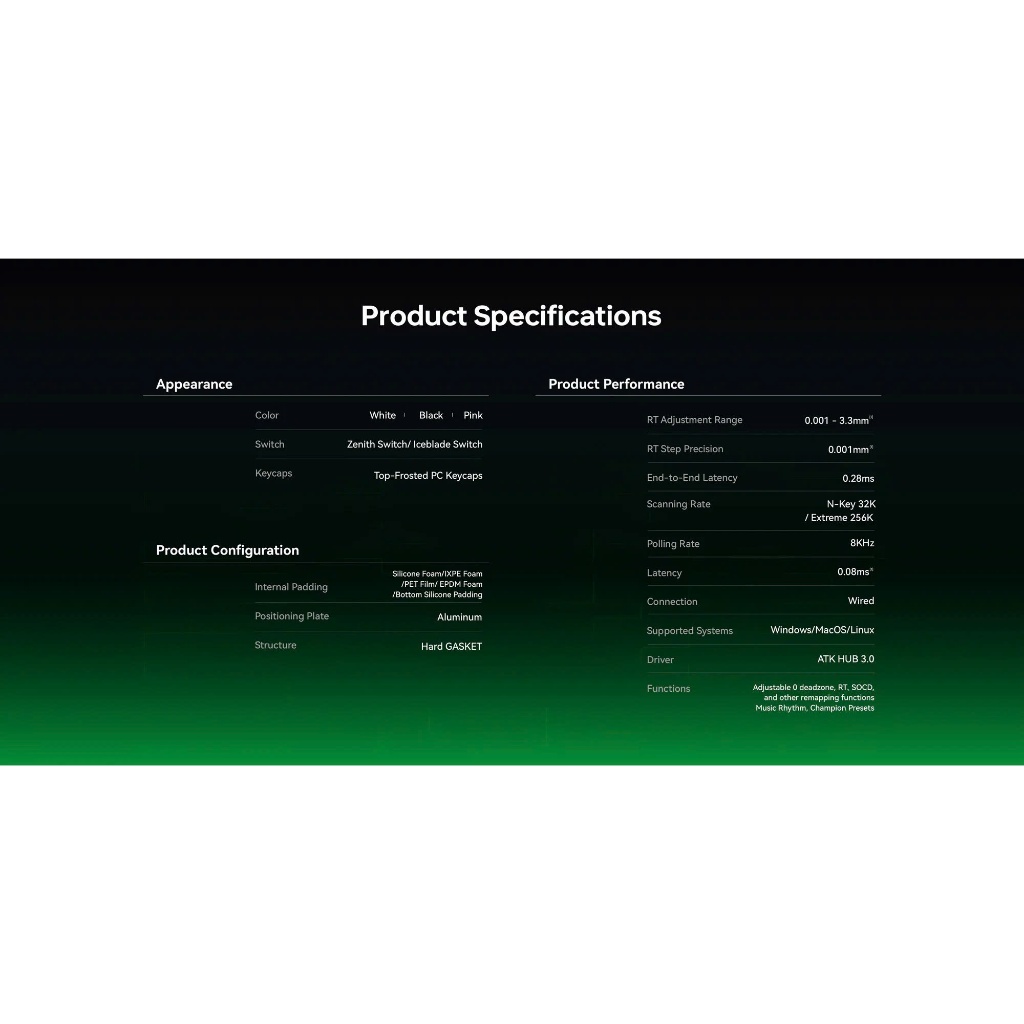 Bàn Phím Cơ Gaming ATK RS6 AIR HE Rapid Trigger 8K Polling Rate 0,001mm RT Hiệu Năng Cao