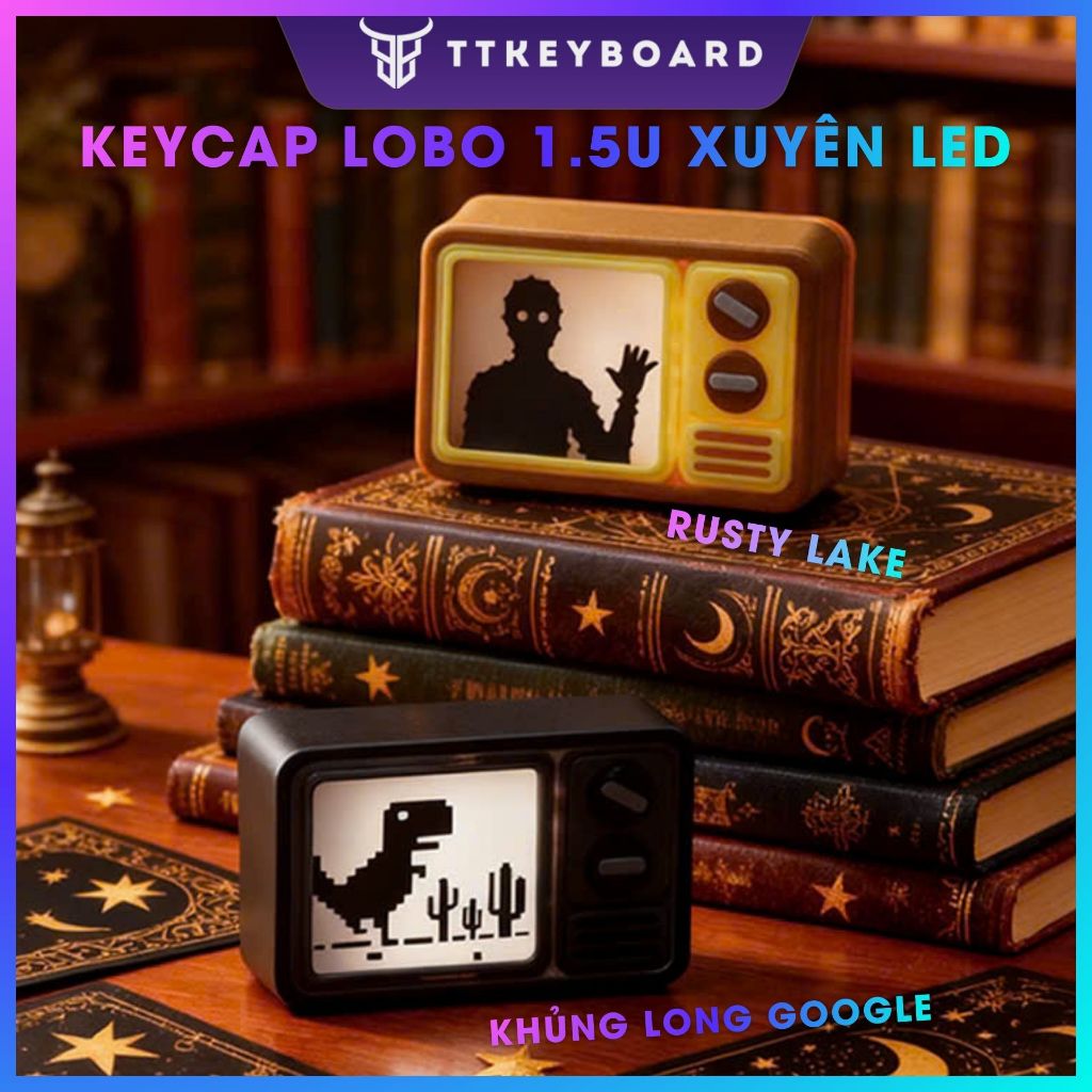 Keycap Artisan Lobo Xuyên Led Rusty Lake Và Khủng Long Google Resin 1,5u Trang Trí Phím Cơ