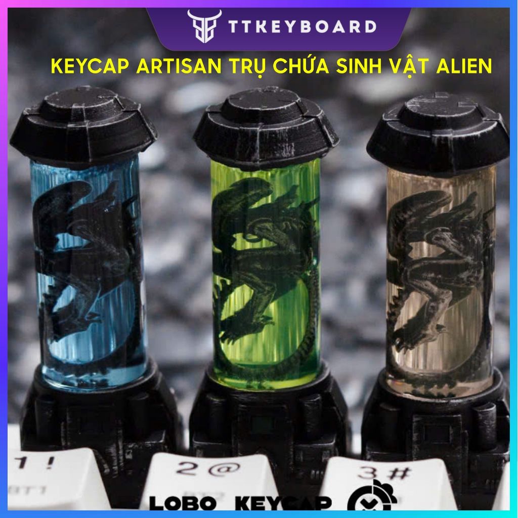 Keycap Artisan Lobo Xuyên Led Trụ Chứa Sinh Vật Alien Trang Trí Phím Cơ Chính Hãng Lobo