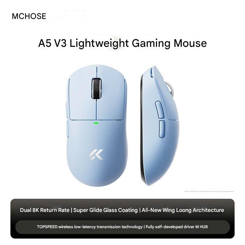 Chuột Không Dây Gaming Mchose A5 V3 Dual 8K Polling Rate Siêu Nhẹ 56G Lớp Phủ Super Glide