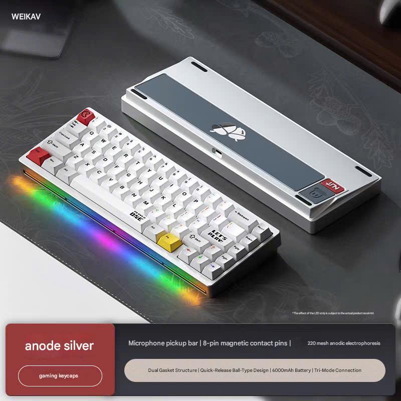 Bàn Phím Cơ Nut65 3 Modes, Nhôm Cnc, Mạch Xuôi Led Rgb Hotswap Ball Catch