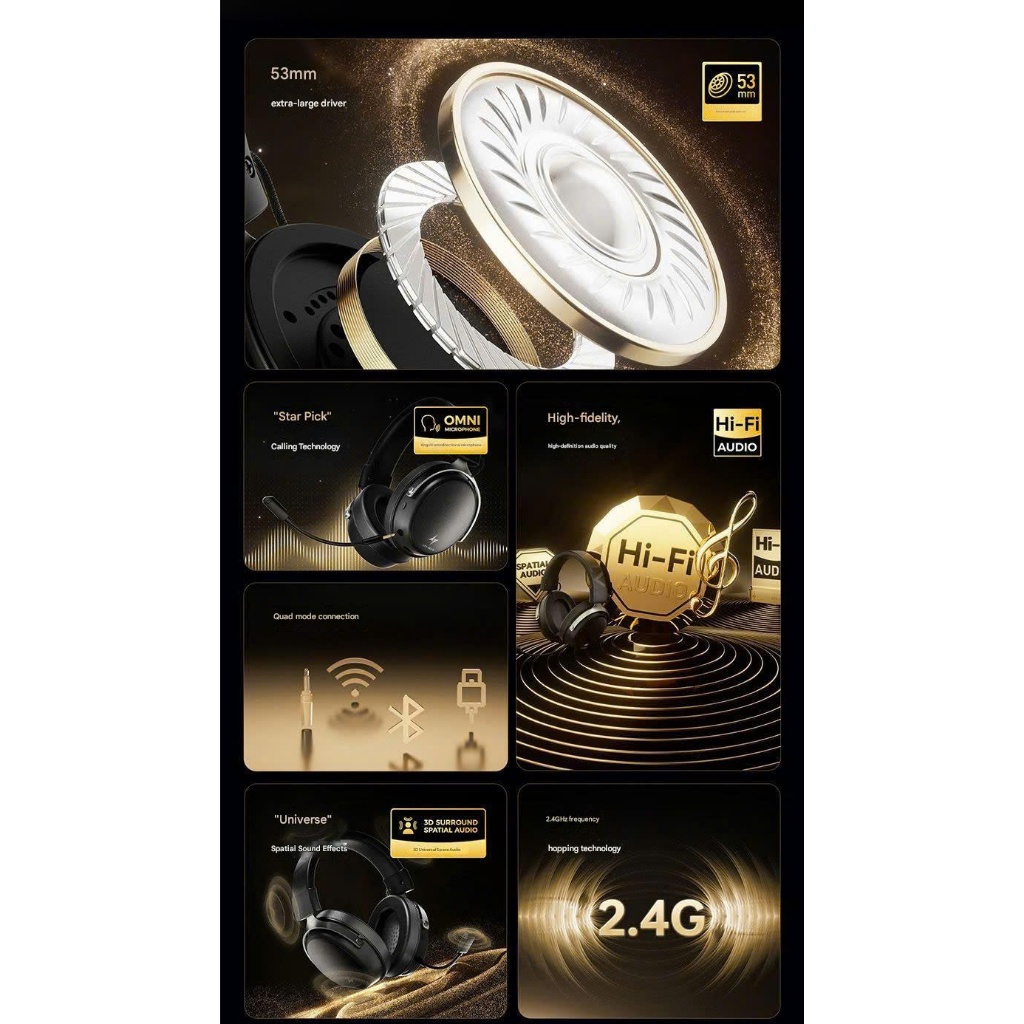 Tai Nghe Gaming Không Dây ATK N9 Phiên Bản Nâng Cấp Mercury M1 Âm Thanh Vòm 7.1 Esport