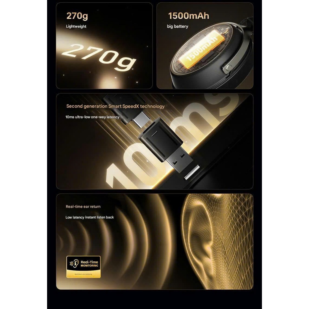 Tai Nghe Gaming Không Dây ATK N9 Phiên Bản Nâng Cấp Mercury M1 Âm Thanh Vòm 7.1 Esport