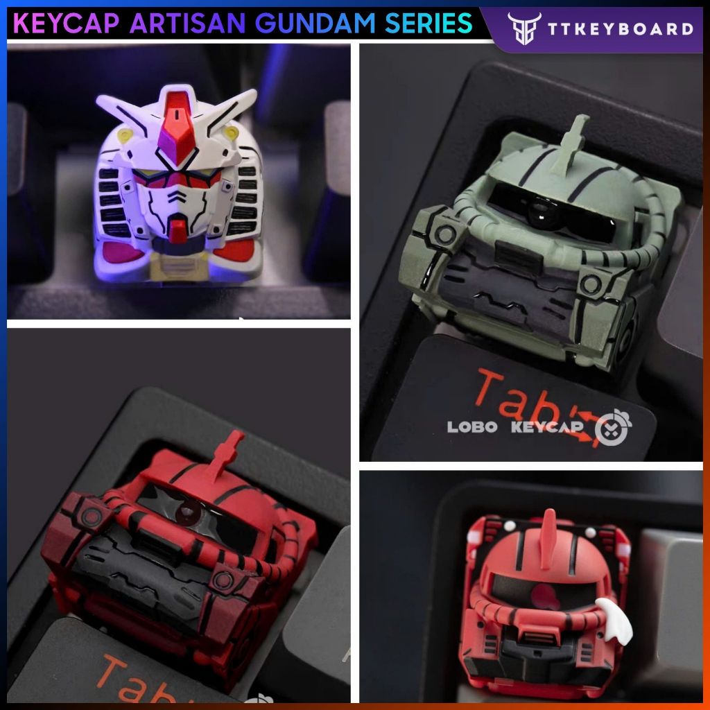 Keycap Artisan Lobo Chủ Đề GUNDAM Nhiều Nhân Vật Resin 1U Trang Trí Bàn Phím Cơ Chính Hãng