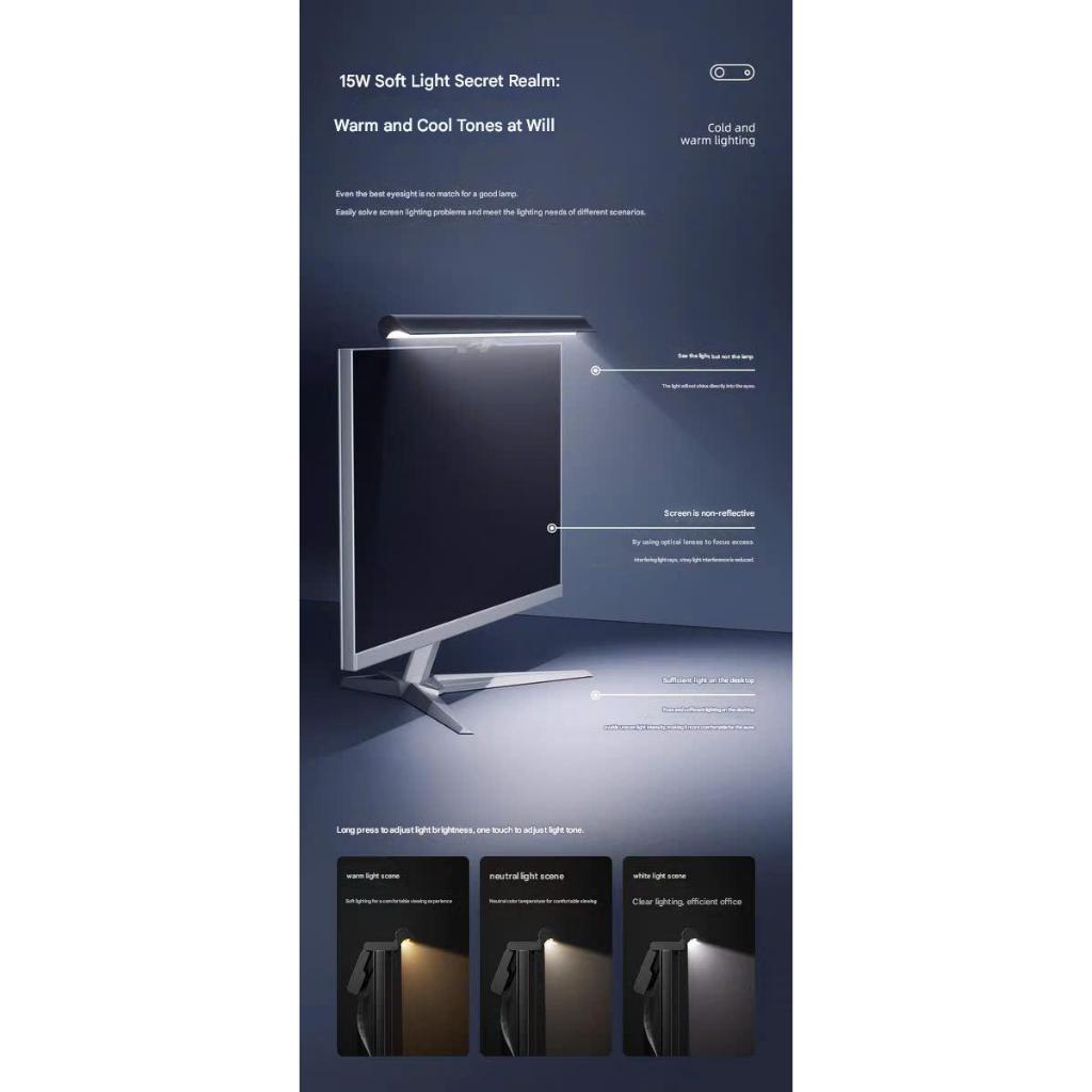 Đèn Màn Hình LangDu Không Dây 15W, Cảm Biến 1 Chạm, Độ Màu 6500K, Không Ánh Sáng Xanh