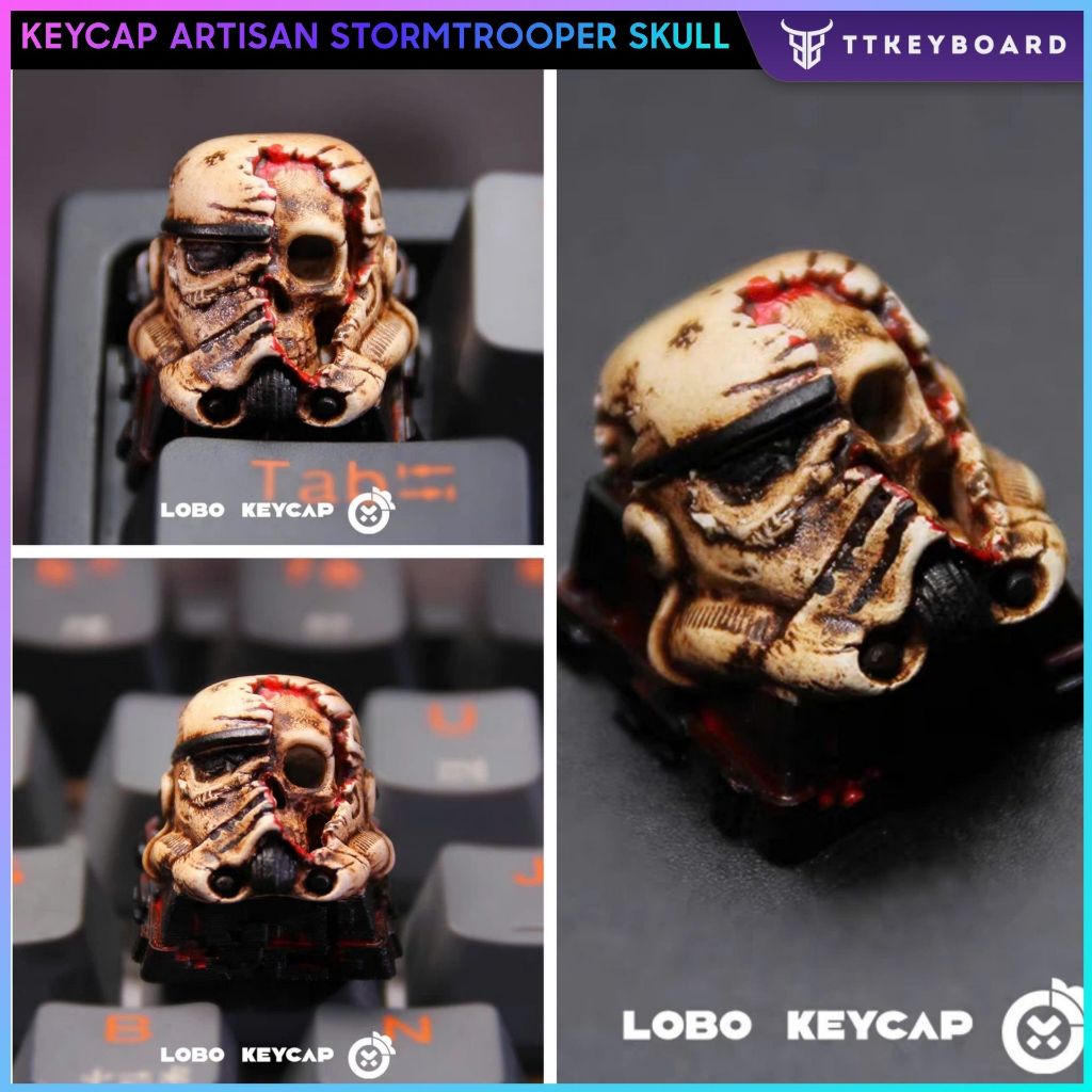 Keycap Artisan Lobo Stormtrooper Skull Resin 1u Trang Trí Bàn Phím Cơ Chính Hãng Lobo