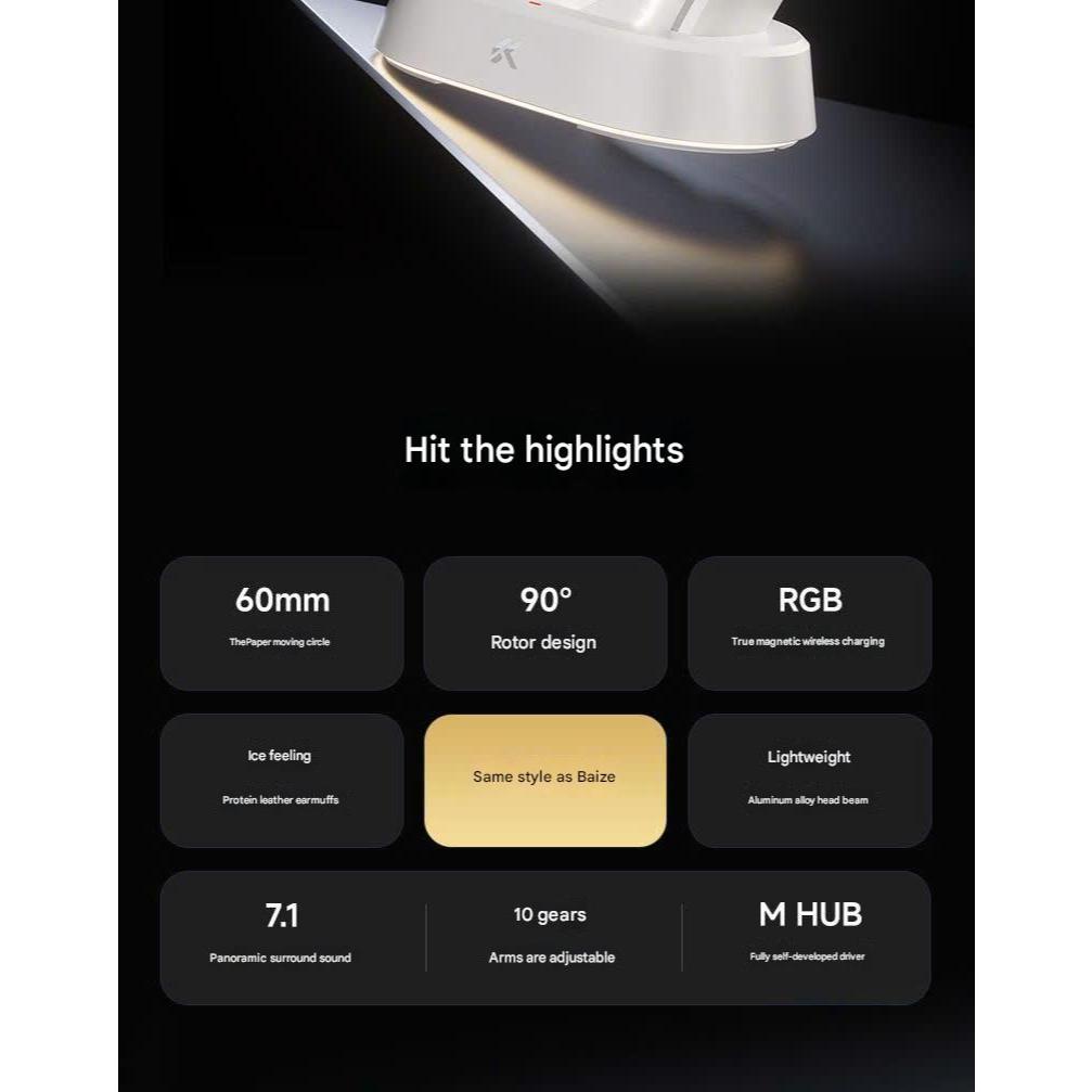 Tai Nghe Không Dây Gaming Flagship Mchose V9 Turbo Sạc Không Dây Từ Tính RGB Màng Loa 60mm