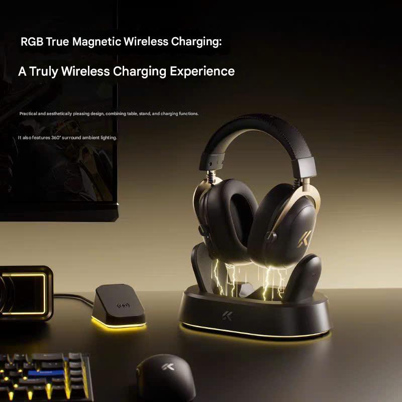 Tai Nghe Không Dây Gaming Flagship Mchose V9 Turbo Sạc Không Dây Từ Tính RGB Màng Loa 60mm