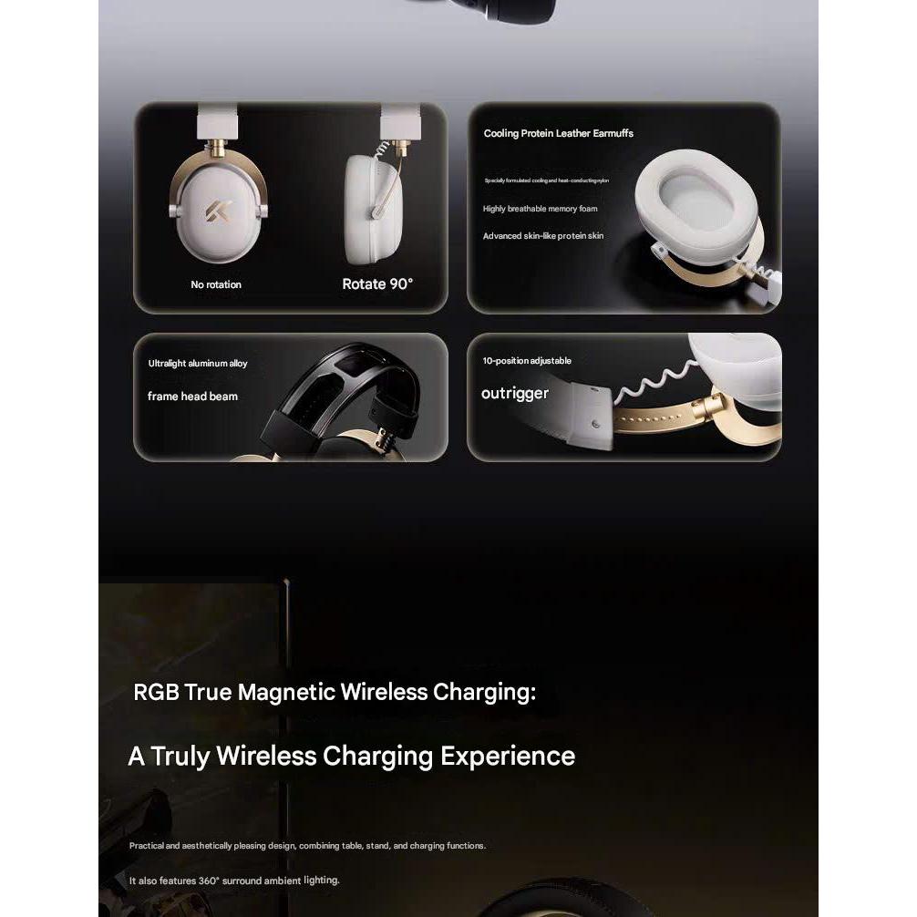 Tai Nghe Không Dây Gaming Flagship Mchose V9 Turbo Sạc Không Dây Từ Tính RGB Màng Loa 60mm