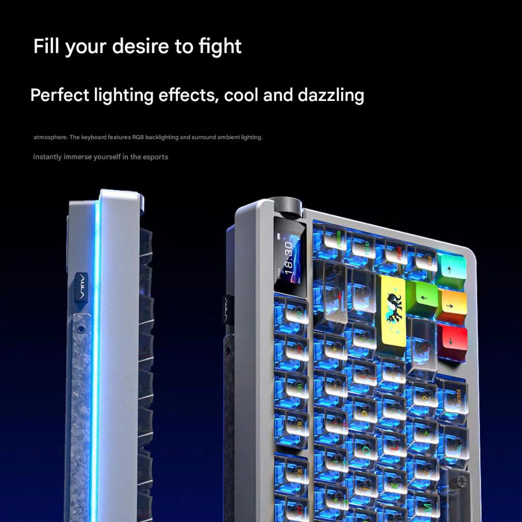 Bàn Phím Cơ Không Dây Aula Nova75 Có Màn Led Tùy Chỉnh Full HD Led RGB Xuôi 3 Mode Kết Nối