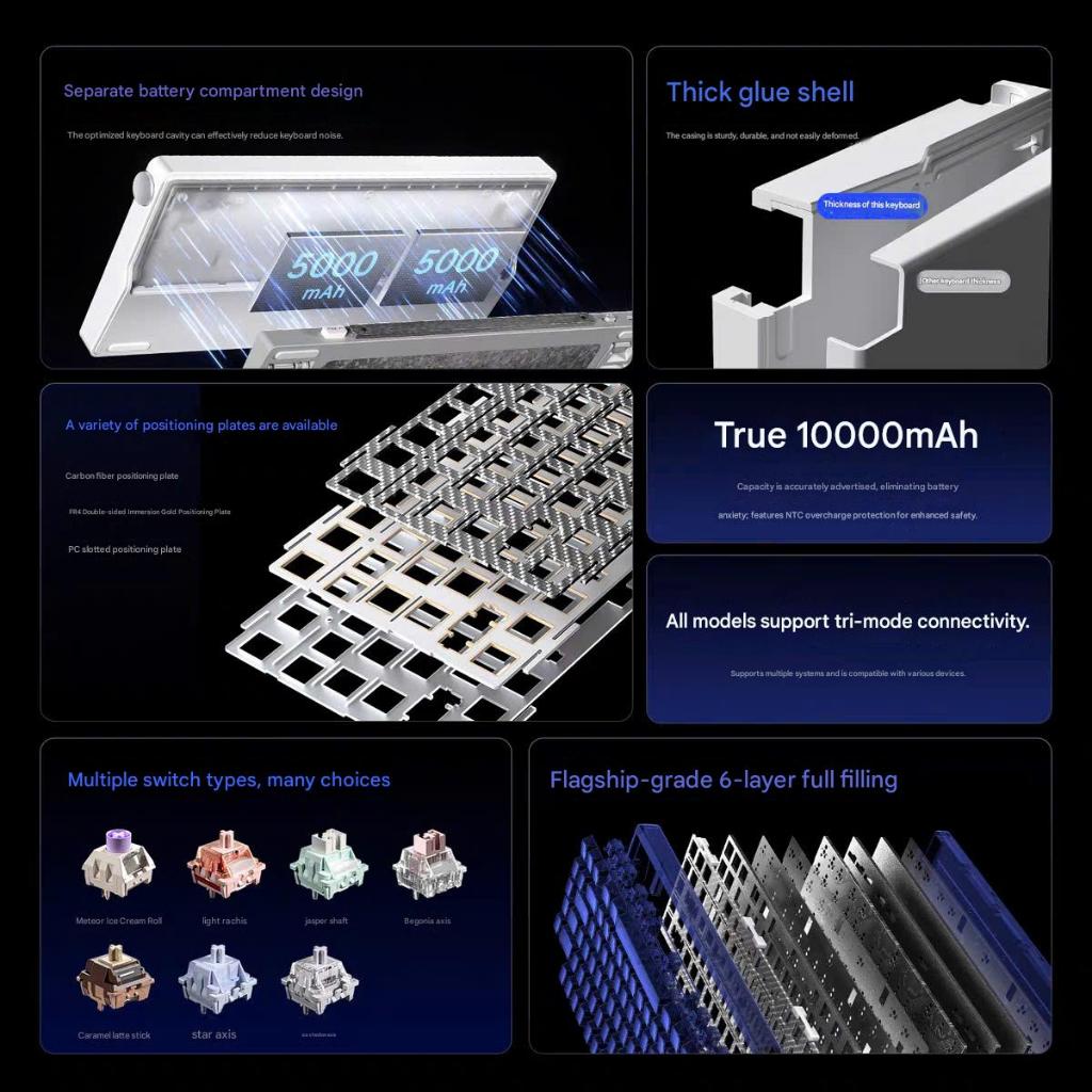 Bàn Phím Cơ Không Dây Aula Nova75 Có Màn Led Tùy Chỉnh Full HD Led RGB Xuôi 3 Mode Kết Nối