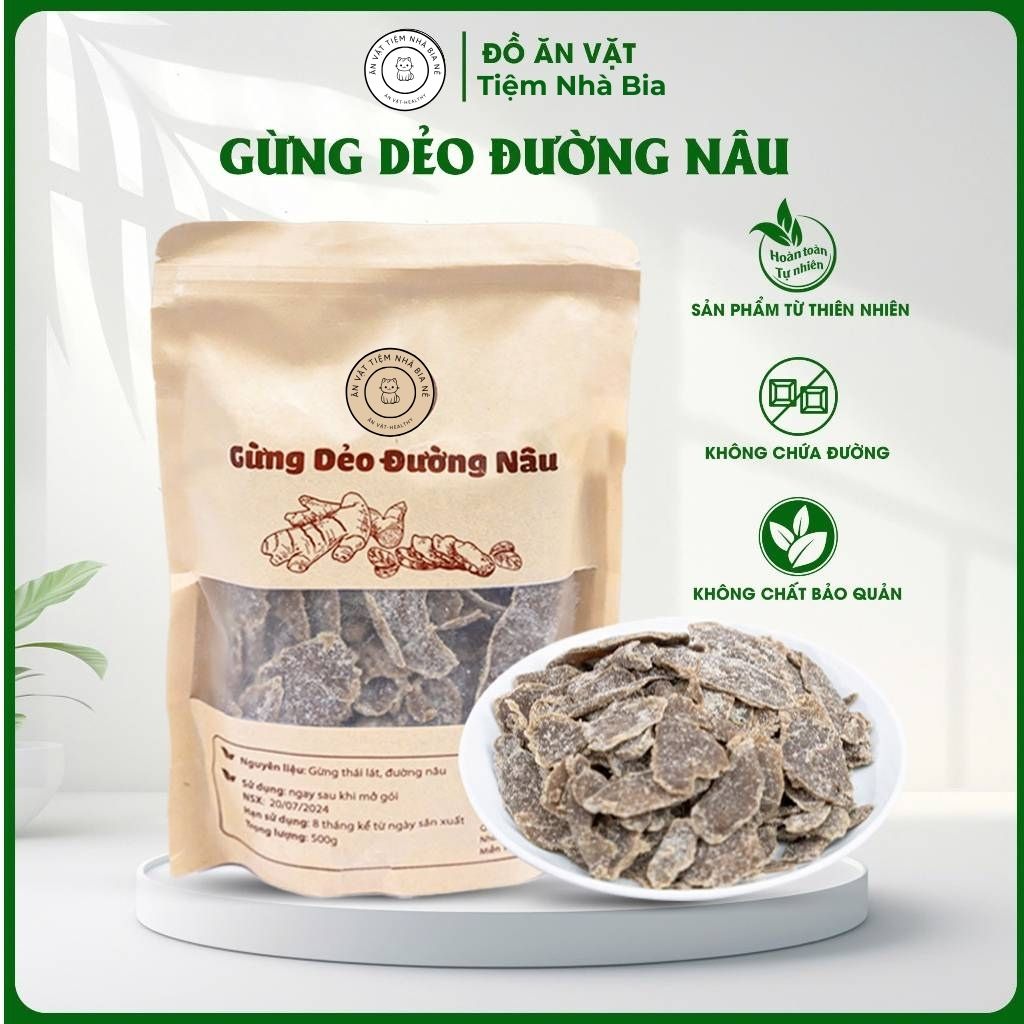 Kẹo Gừng Dẻo Đường Nâu Gừng Lát Nguyên Chất Đường Nâu