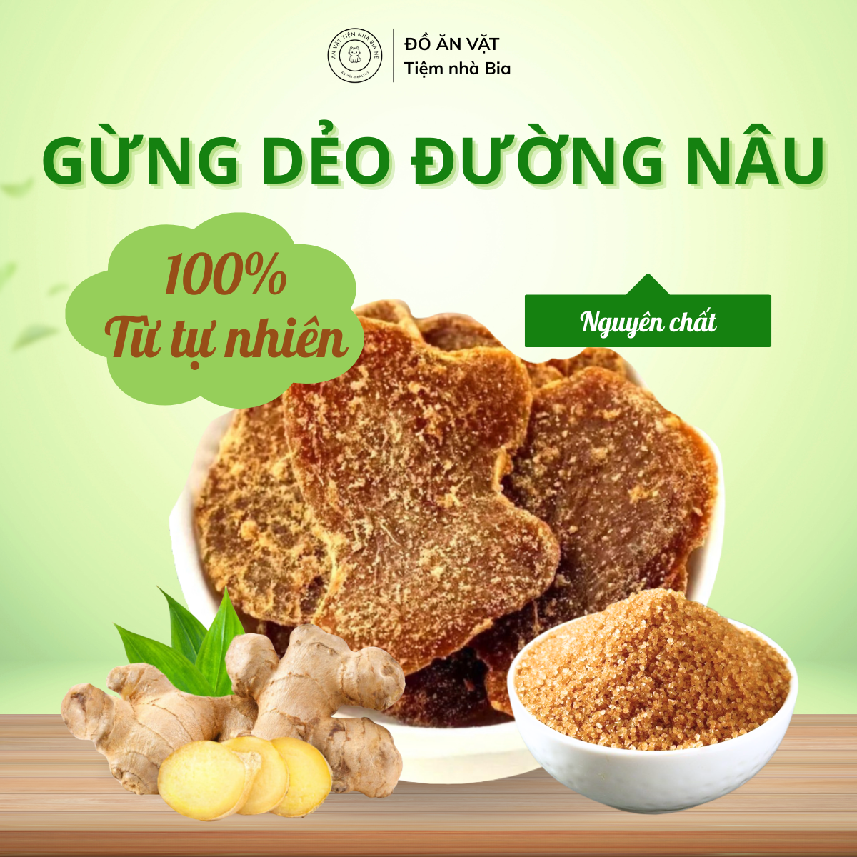 Kẹo Gừng Dẻo Đường Nâu Gừng Lát Nguyên Chất Đường Nâu