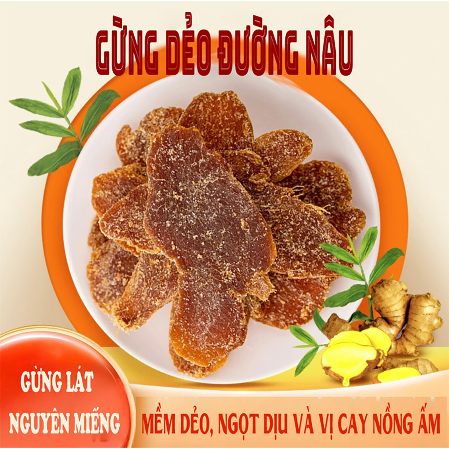 Kẹo Gừng Dẻo Đường Nâu Gừng Lát Nguyên Chất Đường Nâu