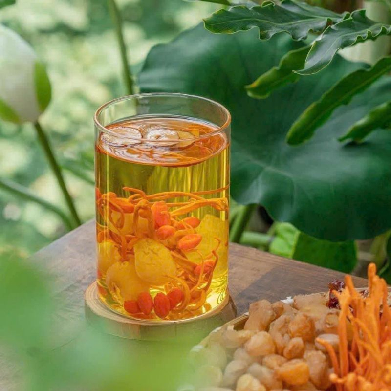 Trà Đông Trùng Hạ Thảo Tứ Vị Bồi Bổ Sức Khỏe, Sinh Khí, Nguyên Liệu Thiên Nhiên - Tiệm Nhà Bia