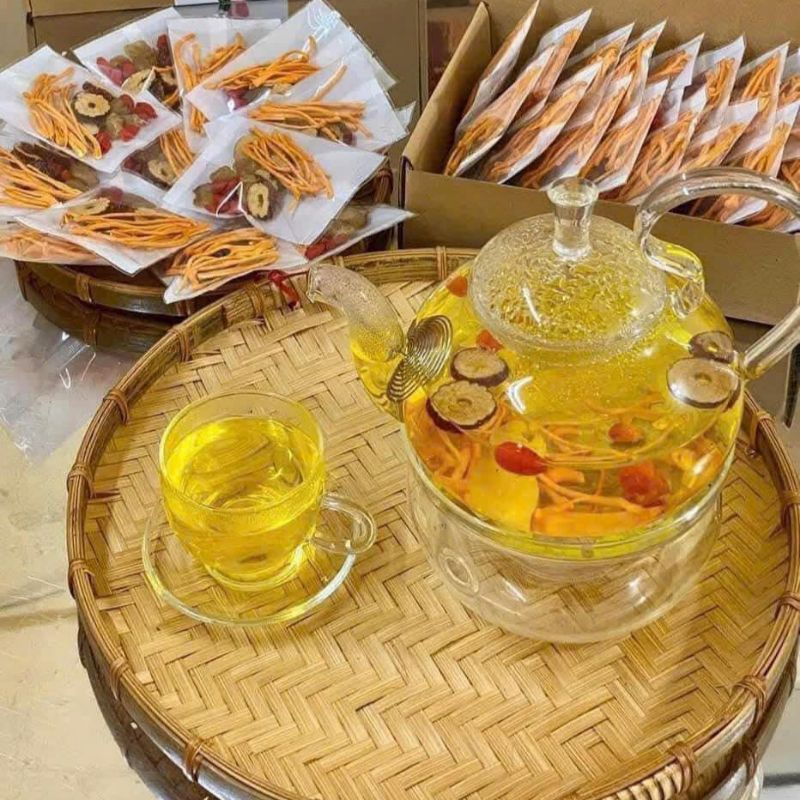 Trà Đông Trùng Hạ Thảo Tứ Vị Bồi Bổ Sức Khỏe, Sinh Khí, Nguyên Liệu Thiên Nhiên - Tiệm Nhà Bia