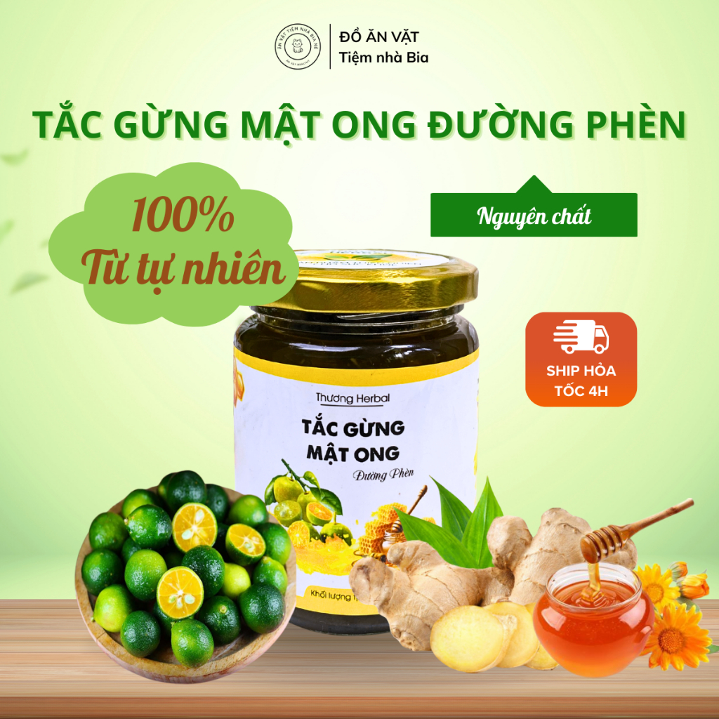 Tắc Gừng Mật Ong Đường Phèn 440gr - Hỗ trợ ho, viêm họng, đau rát cổ họng - Tiệm nhà Bia