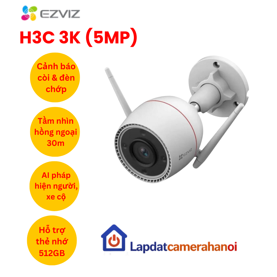 Camera WiFi thông minh 5MP EZVIZ H3C 3K (CS-H3c-R100-1J5WKFL)