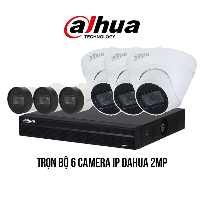 Trọn bộ 6 camera IP Dahua 2MP giá rẻ