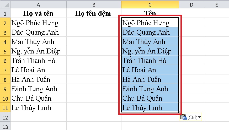 4 cách tách cột họ và tên trong Excel nhanh và đơn giản nhất
