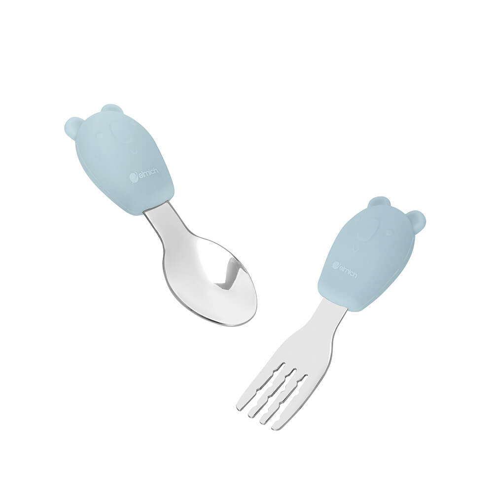 Bộ thìa dĩa cho bé bằng silicon, inox 304 Elmich 0005TD2