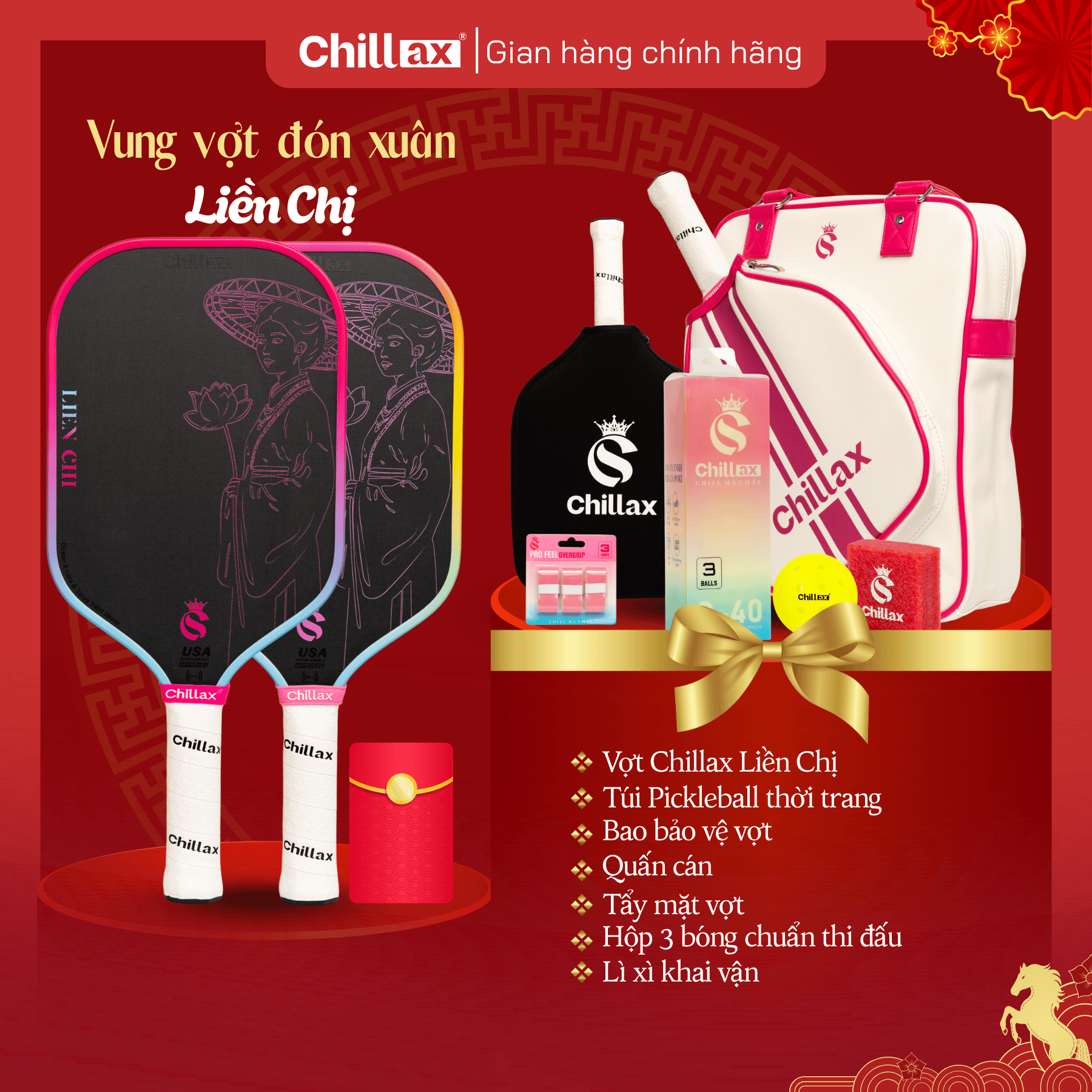 [COMBO TẾT 2026 - Mua 1 Tặng 5] Vợt Pickleball Fairy Summer Tặng Full Phụ Kiện Chillax Chính Hãng Kèm Lì Xì Khai Vận