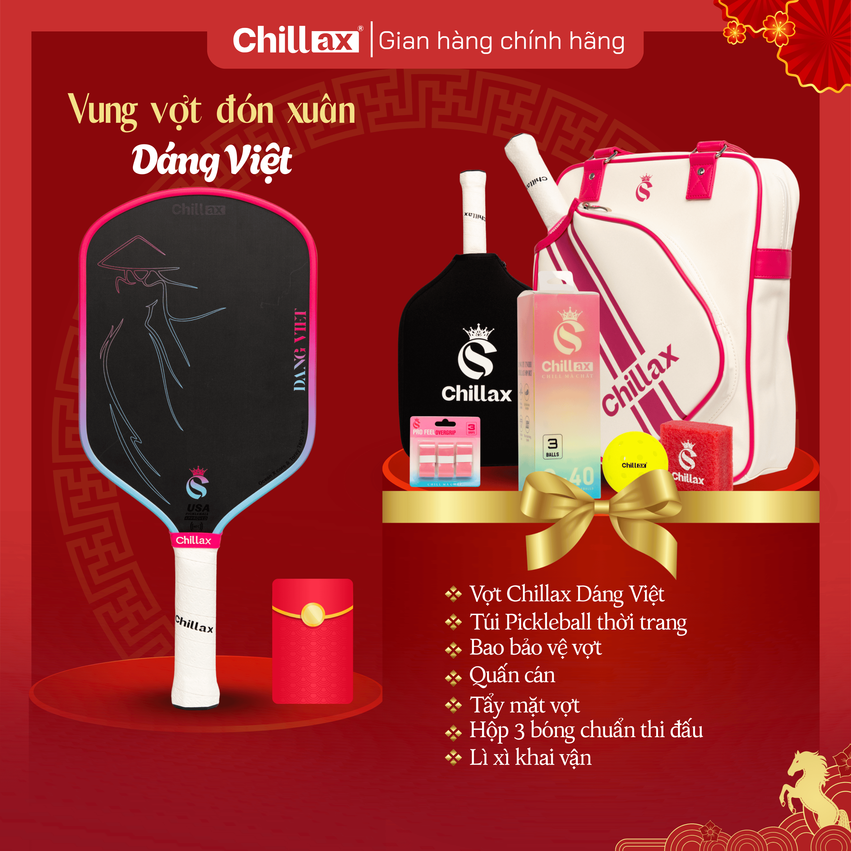 [COMBO TẾT 2026 - Mua 1 Tặng 5] Vợt Pickleball Fairy Summer Tặng Full Phụ Kiện Chillax Chính Hãng Kèm Lì Xì Khai Vận