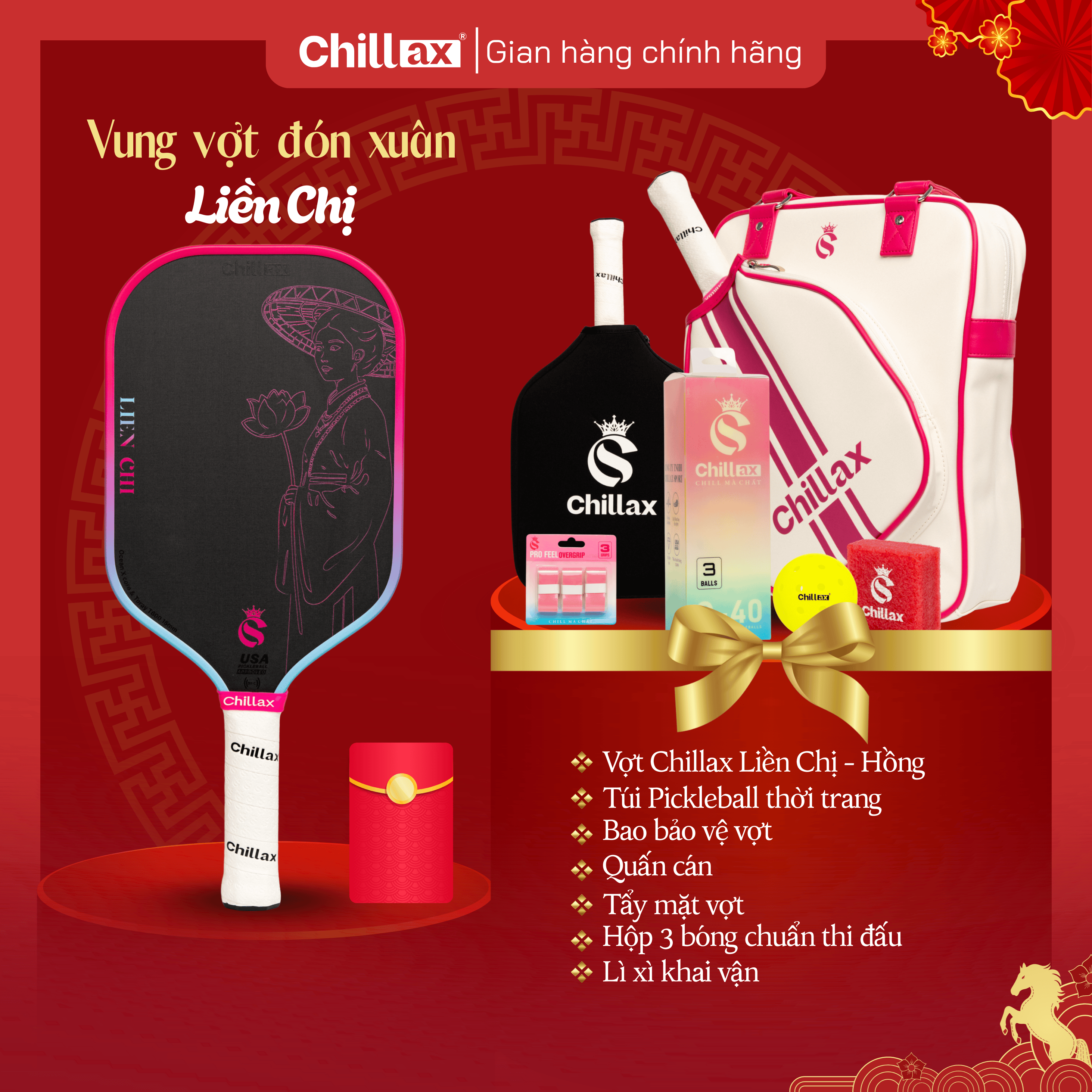 [COMBO TẾT 2026 - Mua 1 Tặng 5] Vợt Pickleball Fairy Summer Tặng Full Phụ Kiện Chillax Chính Hãng Kèm Lì Xì Khai Vận